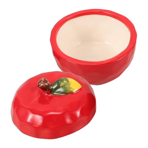 Homoyoyo Rotes Apfelförmiges Keramikglas mit Deckel Kreativer Weihnachtsbehälter für Kerzen Süßigkeiten Gewürze und DIY Dekoration Luftdichtes Vorratsglas für Küche und von Homoyoyo