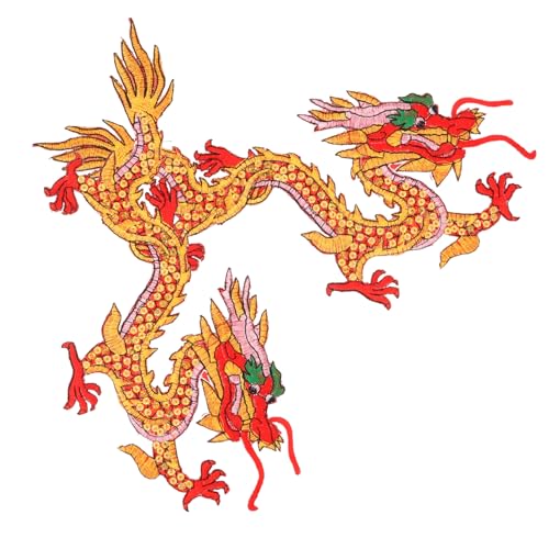 Homoyoyo Rotes Chinesisches Drachen patch zum Aufbügeln und Annähen Bestickte DIY Kleidung Patches für Jacken Jeans Taschen Praktische Flicken für Reparatur und Dekoration von Homoyoyo