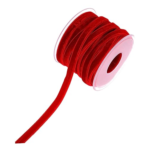 Homoyoyo Rotes Samtband Yards Flockband Strapazierfähiges Geschenkband für DIY Dekorationen Kleidung Party Hochzeit Bastelbedarf und Festliche Verpackungen von Homoyoyo
