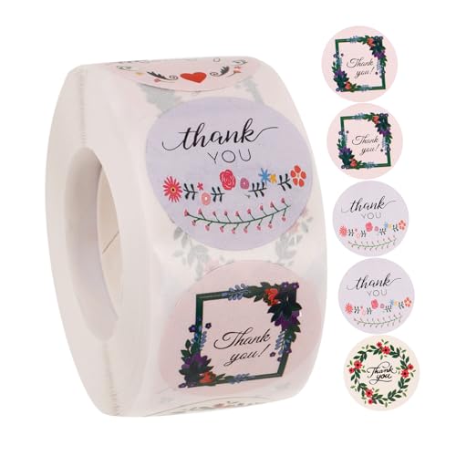 Homoyoyo Runde Thank You Sticker mit Blumenmotiv Selbstklebende und Verpackungsaufkleber Langlebig und Reißfest für Geschenktüten Backwaren und Hochzeitsdeko Homoyoyo Runde Thank You Sticker mit Blumenmotiv Selbstklebende und Verpackungsaufkleber Langlebig und Reißfest für Geschenktüten Backwaren und Hochzeitsdeko von Homoyoyo