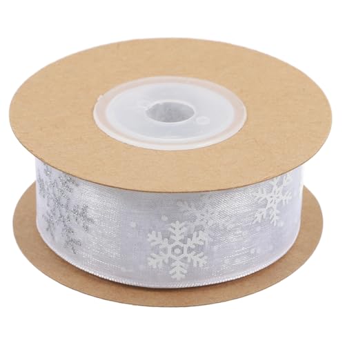 Homoyoyo Schneeflocken Geschenkband mit Silbernem Druck Vielseitiges Dekoband für Weihnachtsdeko Geschenkverpackung DIY bastelprojekte und Festliche Partyaccessoires von Homoyoyo