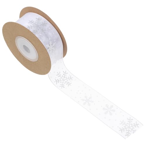 Homoyoyo Schneeflockenband Chiffon Geschenkband Winter Dekoband mit Silbernem Schneeflockenmuster für Geschenkverpackung DIY Basteln Weihnachtsdeko Party Homoyoyo Schneeflockenband Chiffon Geschenkband Winter Dekoband mit Silbernem Schneeflockenmuster für Geschenkverpackung DIY Basteln Weihnachtsdeko Party von Homoyoyo