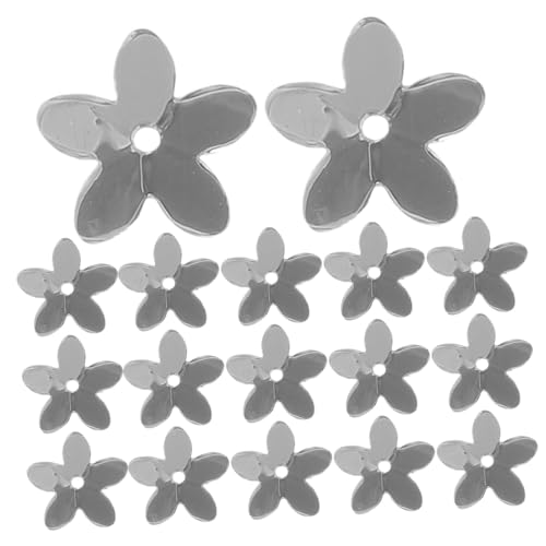 Homoyoyo Silberfarbene Fünfblättrige PVC Blütenform Lose Pailletten für Kleidung Zubehör DIY Basteln Dekoration Nähen Handwerk von Homoyoyo