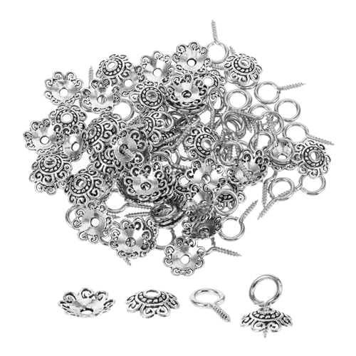 Homoyoyo Spacer Perlenkappen aus Legierung mit Blumenform und Ösen Vintage Schmuckzubehör für DIY Armband und Halskettenherstellung Teilig Leicht Langlebig Vielseitig für Bastelprojekte von Homoyoyo