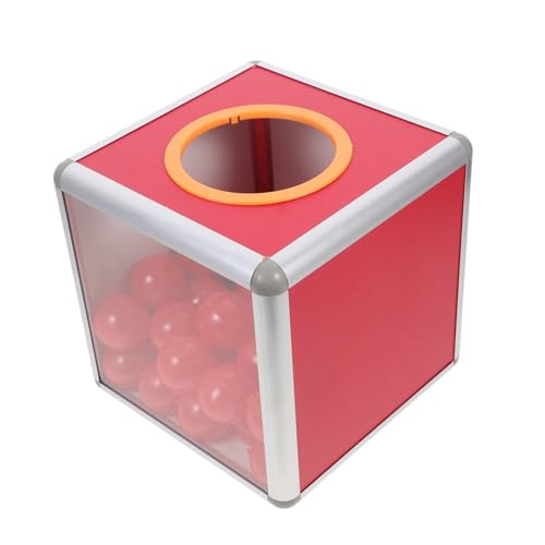 Homoyoyo Spendenbox Rote Transparente Wahlurne aus Karton mit Abnehmbarem Kopfteil für Verlosung Wohltätigkeit Losziehung Abstimmung und Sammelaktionen Inklusive Roten Kugeln von Homoyoyo