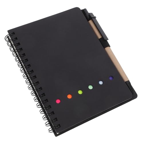 Homoyoyo Spiral Notizbuch mit Stifthalter und Bunten Index Tabs Liniert Kleines Notizheft aus Kraftpapier Journal für Studenten Künstler und Büro Haftnotizen und Seitenmarkern Schwarz von Homoyoyo
