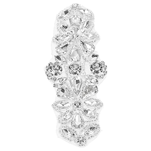 Homoyoyo Strass Applikation für Hochzeitsgürtel Eleganter Perlen Rhinestone Patch zum Aufnähen für Brautmode und DIY Kleidung Silberne Dekoration für Kleider und Accessoires von Homoyoyo