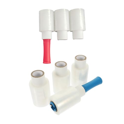 Homoyoyo Stretchfolie mit Handgriff Selbstklebende Pe stretchfolie für Umzug und Industrie Starke Dehnbare Verpackungsfolie Transparent Vielseitig Einsetzbar Robust und Zufällige Farbe von Homoyoyo