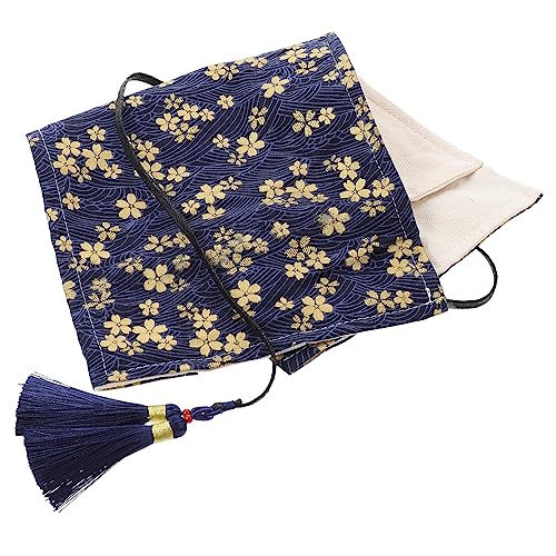 Homoyoyo Strickset Aufbewahrungstasche für Häkelnadeln Häkelnadeletui leer Q Beutel mit gehäkelten Schlitzen tragbar Haken Stricknadeln Organizer Polyester Baumwolle Navy von Homoyoyo