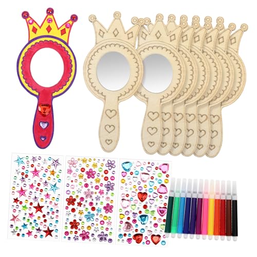 Homoyoyo Teiliges DIY Holzspiegel Bastelset für Kronenförmige Handspiegel aus Unlackiertem Holz zum Bemalen Inklusive Wasserfarbenstifte und Selbstklebende Strasssteine Originelles Basteln Homoyoyo Teiliges DIY Holzspiegel Bastelset für Kronenförmige Handspiegel aus Unlackiertem Holz zum Bemalen Inklusive Wasserfarbenstifte und Selbstklebende Strasssteine Originelles Basteln von Homoyoyo