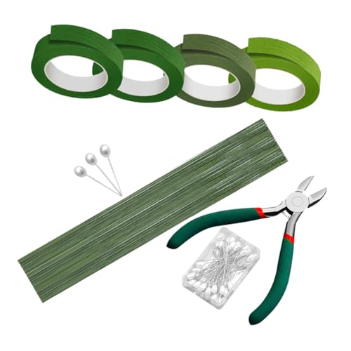 Homoyoyo Teiliges Floristen Grünem Blumendraht Floralem Klebeband Perlen-handgelenkband Komplettes DIY Hochzeitsblumen-arrangement Werkzeug für Brautsträuße und Dekoration von Homoyoyo