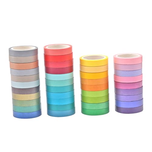 Homoyoyo Teiliges Regenbogen Washi Tape Bunte DIY Papier Klebebänder Rückstandslos Ablösbar Vielseitig für Scrapbooking Geschenkverpackung Kalender und Bastelprojekte Lebendige Farben von Homoyoyo