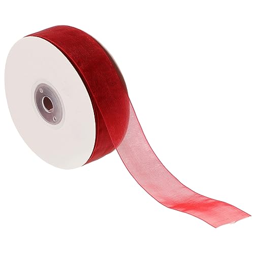 Homoyoyo Transparente Tüllschleife Tiefrotes Geschenkband zum Einpacken Robustes Bastelband für DIY Schleifen Hochzeits und Festivaldekoration Hochwertiges Leichtes Verpackungsband von Homoyoyo