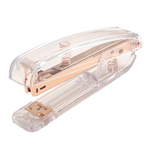 Homoyoyo Transparenter Bürohefter Rosegold Praktischer Hefter für Papierbindung Stabiles Heftgerät für Schule und Büro Stilvolles Design für Desktop und Alltag von Homoyoyo