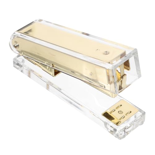 Homoyoyo Transparentes Acryl Heftgerät Handliches mit Glattem Heftmechanismus Stabiles Bürogerät für Schule und Homeoffice Stilvolles Design Goldfarben Langlebig und Praktisch von Homoyoyo