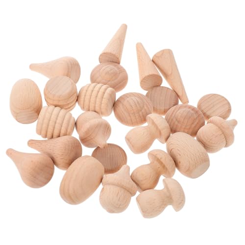 Homoyoyo Unbehandelte Holzblöcke mit Verschiedenen Glatte Kanten Langlebig Inklusive Acrylfarben DIY Bastelsets für Kreative Pilzdekorationen und Holzdeko Leicht und Zufällige Farbe von Homoyoyo