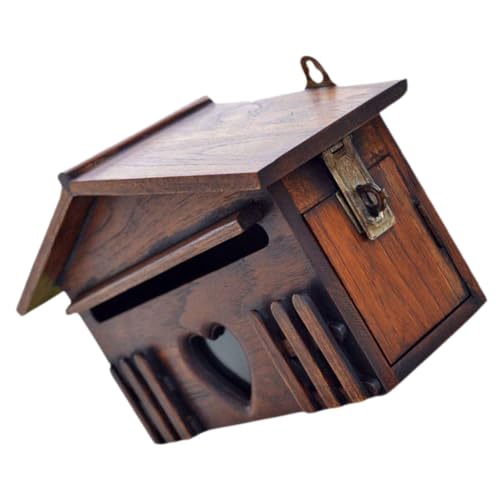 Homoyoyo Vintage Holzbriefkasten für Außenwandmontage Wetterfeste Villa Briefkasten mit Großem Fassungsvermögen Kreative Vorschlags und Zeitungsbox Installieren für Haus und von Homoyoyo