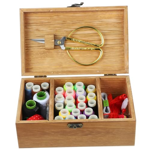 Homoyoyo Vintage Nähset mit Langlebigen Nadeln und Faden Tools im Robusten Holzbox Organizer Kompakt und Tragbar für DIY Nähprojekte für Anfänger und Heimgebrauch von Homoyoyo
