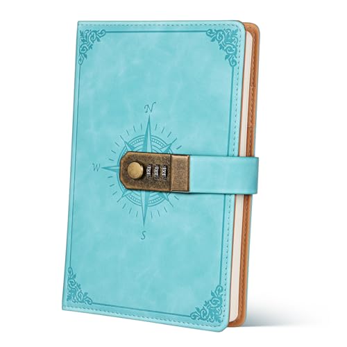 Homoyoyo Vintage Notizbuch mit Zahlenschloss Passwort Tagebuch für Mädchen und Frauen PU Leder Journal mit Sicherem Kombinationsschloss Vielseitiges Schreibheft für Persönliche Notizen und von Homoyoyo