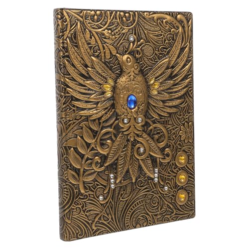Homoyoyo Vintage PU Notizbuch mit Geprägtem Einband Tagebuch für Reisen und Skizzen Bronzeton Retro Journal für Notizen Tagebuch und Kreatives Schreiben von Homoyoyo