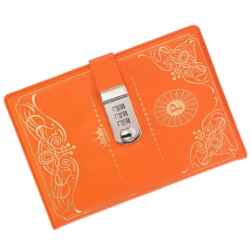 Homoyoyo Vintage Stil Notizbuch mit PU Einband und Zahlenschloss Abschließbares Tagebuch Journal Handliches Reise Notizheft für Erwachsene Orange für Schreiben Zeichnen und Sichere von Homoyoyo