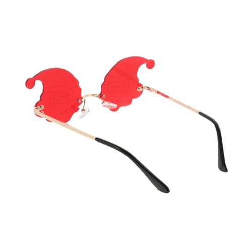 Homoyoyo Weihnachtliche Randlose Sonnenbrille mit Santa Claus Design Leichtes Komfortables Party Accessoire für Xmas Foto Requisiten Tragbarer Festtags Hingucker für Weihnachtsfeiern von Homoyoyo