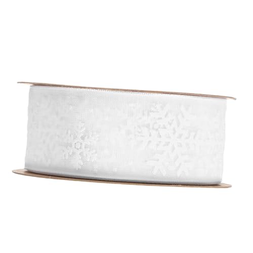 Homoyoyo Weihnachtliches Breites Schneeflocken Geschenkband aus Weißem Polyester Lange Dekorationsschleife für Festliche Verpackungen DIY Partydeko Haarschmuck und Winter Bastelprojekte von Homoyoyo