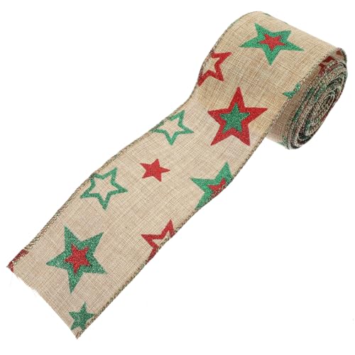 Homoyoyo Weihnachtliches Dekoband aus Jute mit Sternen Vielseitiges DIY Geschenkband für Geschenkverpackung Weihnachtsbaumdeko Partyornament Farbintensiv und Formbeständig von Homoyoyo