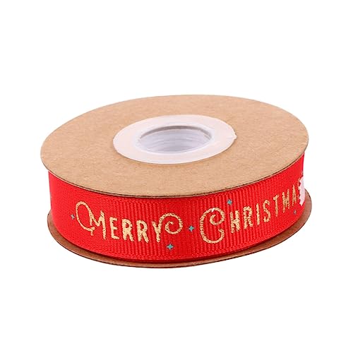 Homoyoyo Weihnachtliches Dekorationsband Rot Polyester Geschenkband mit Goldprägung Vielseitiges DIY Schleifenband für Verpacken Basteln und Festliche Deko von Homoyoyo