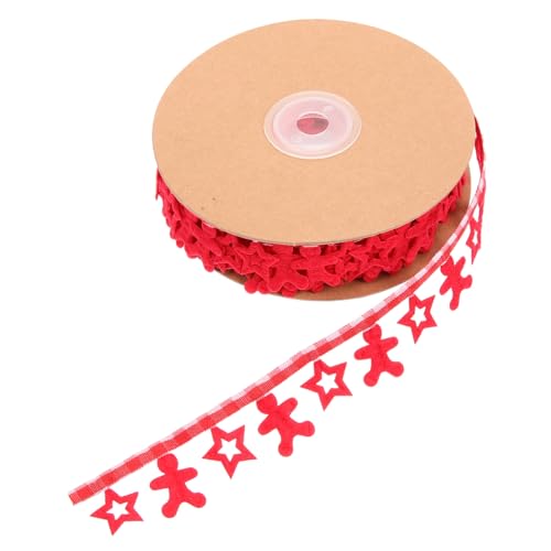 Homoyoyo Weihnachtliches Dekorationsband Rot Prägung Stern Lebkuchen Geschenkband zum Basteln Glatt Knitterfrei für Geschenkverpackung Baum Kranz Hochzeitsdeko von Homoyoyo