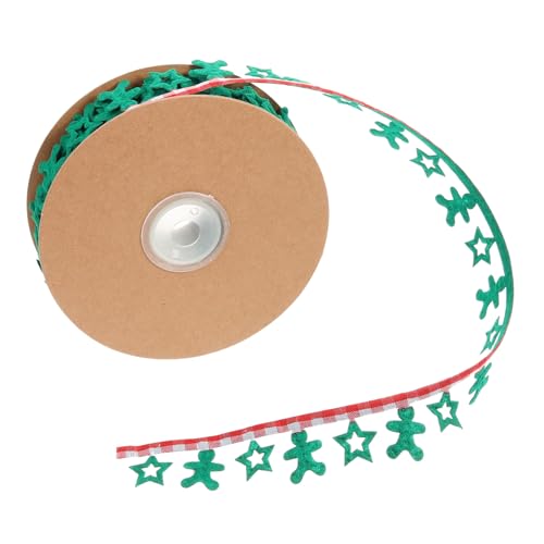 Homoyoyo Weihnachts Schleifenband Grün mit Prägung Stern Lebkuchen Dickes Dekoband für Geschenkverpackung DIY Basteln Kranz und Baumdeko Reißfestes Geschenkband für Festliche von Homoyoyo