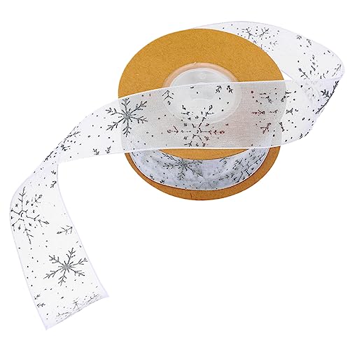 Homoyoyo Weihnachtsband mit Schneeflockenmuster Silbernes Geschenkband zum Basteln Dekoratives Schleifenband für Weihnachtsgeschenke DIY Festtagsdeko Vielseitiges Geschenkband für von Homoyoyo