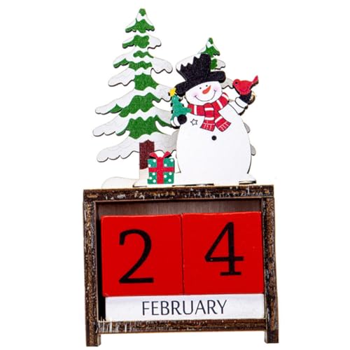 Homoyoyo Weihnachtsdeko Holz Schneemann Kalender Verstellbarer Adventskalender Langlebiges Premium Holz Dekoratives Weihnachtsornament für Zuhause Bar Hotel Geschenkidee für Erwachsene von Homoyoyo