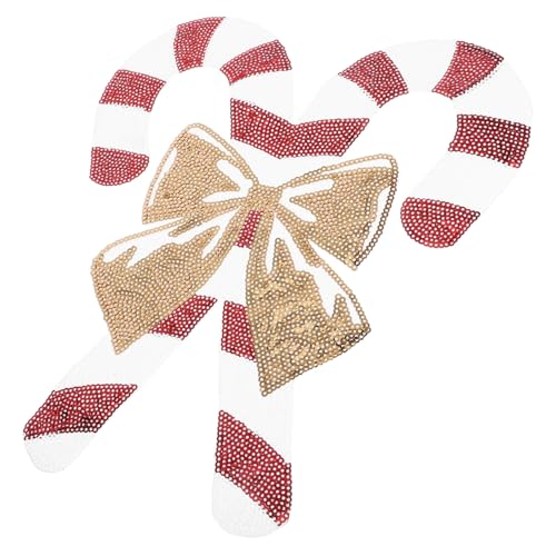 Homoyoyo Weihnachtsstoff Patches zum Aufbügeln und Aufnähen Charmante Zuckerstangen Applikationen für Kleidung Taschen und Hüte Einfache Anwendung für Festliche Dekorationen von Homoyoyo