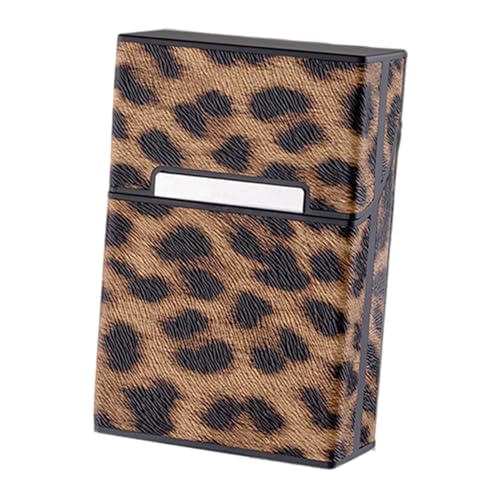 Homoyoyo Zigarettenetui Leopard Muster Kunststoff Zigaretten Aufbewahrungsbox mit Magnetverschluss Stoßfest Tragbar Ergonomisch für Standard zigarettenschachteln Geeignet von Homoyoyo