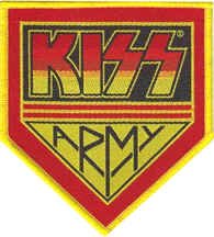 Aufnäher / Bügelbild, bestickt, Motiv Kiss Heavy Metal Rockband Musik, gelb/rot von Homry