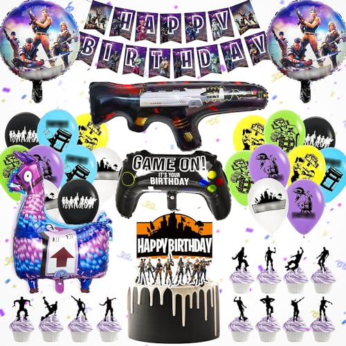 Ballon Geburtstagsdeko Game Set - Jungen Geburtstagsparty Gaming Deko Mit Tortendeko, Geburtstagsbanner Und Spielliebhaber Deko von Homry