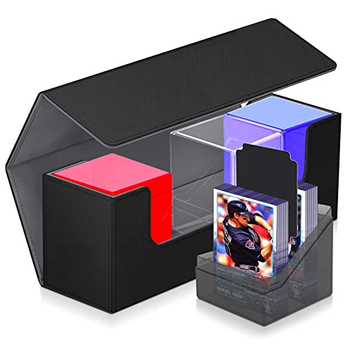 Homthy Karten-Deck-Hülle mit 4 Acryl-Karten-Aufbewahrungsboxen, Magnetverschluss, magischer Sammelkarten-Schutz, passend für mehr als 1000 Sleeved YuGiOh, MTG und Sportkarten von Homthy