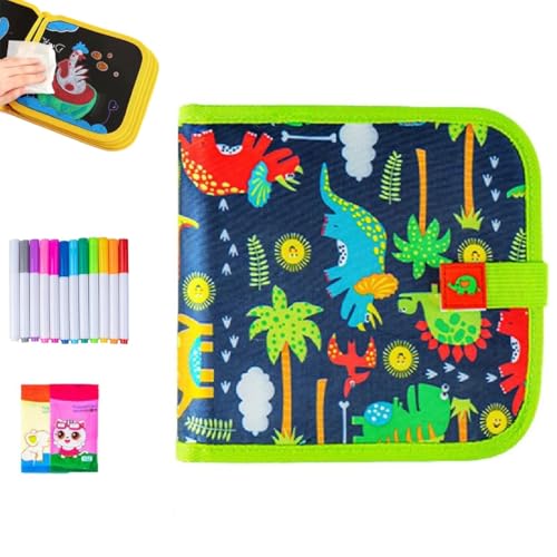 Erasable Graffiti Buch, wiederverwendbares Farbbuch, tragbares Erasable Graffiti Zeichnung Bücher, Painting Pad mit 12 Watercolor Stifte 14 Seitenzeichnung, Doppelseitige Färbung Bücher Geschenke für von Homtrator