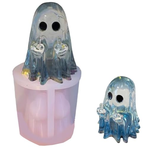 Handgefertigte Mittelfinger-Geist-Ornament-Harzform, Halloween-Geist-Figur, Mittelfinger, Lustige Statue, Dekor, Heimdekoration, Geschenke, DIY-Bastelharz, Gießformen, Transparent, 3D(1PC) von Homtrator