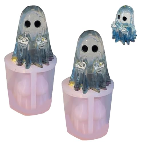 Handgefertigte Mittelfinger-Geist-Ornament-Harzform, Halloween-Geist-Figur, Mittelfinger, Lustige Statue, Dekor, Heimdekoration, Geschenke, DIY-Bastelharz, Gießformen, Transparent, 3D(2PCS) von Homtrator