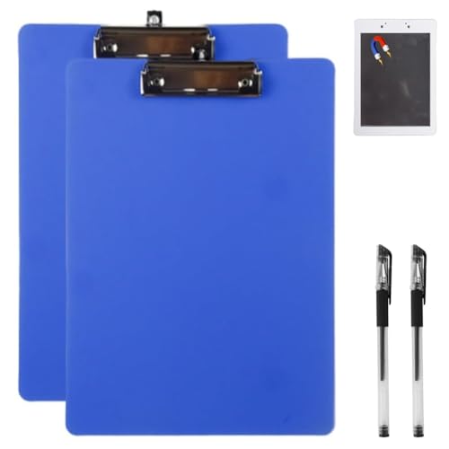 Klemmbrett Mit Magnet, Magnetisches Klemmbrett Für Kühlschrank, Klemmbrett Für Krankenpfleger, Lehrer, Bauklemmbrett Mit Magnetischer Rückseite, Multifunktionale, Wasserdichte(Blue,2PCS) von Homtrator