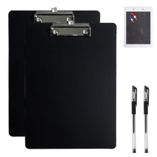 Klemmbrett Mit Magnet, Magnetisches Klemmbrett Für Kühlschrank, Klemmbrett Für Krankenpfleger, Lehrer, Bauklemmbrett Mit Magnetischer Rückseite, Multifunktionale, Wasserdichte(Schwarz,2PCS) von Homtrator