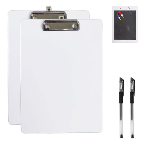 Klemmbrett Mit Magnet, Magnetisches Klemmbrett Für Kühlschrank, Klemmbrett Für Krankenpfleger, Lehrer, Bauklemmbrett Mit Magnetischer Rückseite, Multifunktionale, Wasserdichte(Weiß,2PCS) von Homtrator