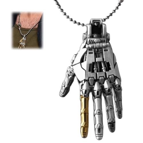 Mechanische bionische Hand, limitierte Auflage for Vatertag – Handwerker, Anhänger einer mechanischen bionischen Hand, präziser, massiver, komplizierter, beweglicher Roboter-Charm-Schmuck(Silver) von Homtrator