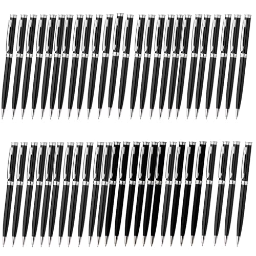 Homucasa 50 Stück Kugelschreiber Hochwertig Metall,Dreh Kugelschreiber Schwarz Set,mit Blau Tinte,Druckkugelschreiber Ergonomisch für Business, Büro,Schule Homucasa 50 Stück Kugelschreiber Hochwertig Metall,Dreh Kugelschreiber Schwarz Set,mit Blau Tinte,Druckkugelschreiber Ergonomisch für Business, Büro,Schule von Homucasa