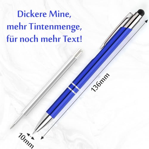 Homucasa Kugelschreiber Hochwertig,100er Kugelschreiber mit Touchpen Ergonomischer für Business, Büro,Schule,Blau mit Schwarz tinte von Homucasa