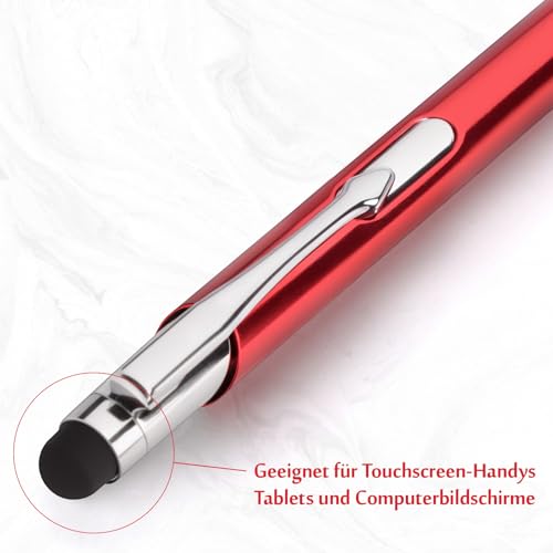 Homucasa Kugelschreiber Hochwertig,100er Kugelschreiber mit Touchpen Ergonomischer für Business, Büro,Schule,Rot mit Blau tinte von Homucasa