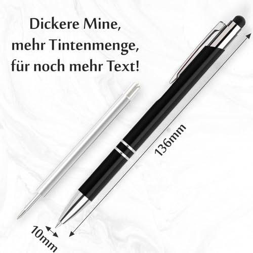 Homucasa Kugelschreiber Hochwertig,40er Kugelschreiber mit Touchpen Ergonomischer für Business, Büro,Schule,Schwarz mit Schwarz Tinte von Homucasa
