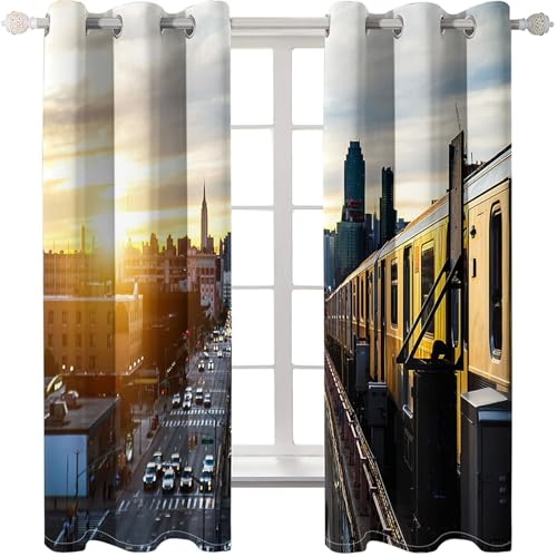 Homxi 2 Panels Abdunkelnde Vorhänge Kinder,2 x 244W x 214H cm,Ösenvorhang Modern Urbane Architekturlandschaft und Sonnenuntergang Vorhang Küchen Modern Mehrfarbig Homxi 2 Panels Abdunkelnde Vorhänge Kinder,2 x 244W x 214H cm,Ösenvorhang Modern Urbane Architekturlandschaft und Sonnenuntergang Vorhang Küchen Modern Mehrfarbig von Homxi